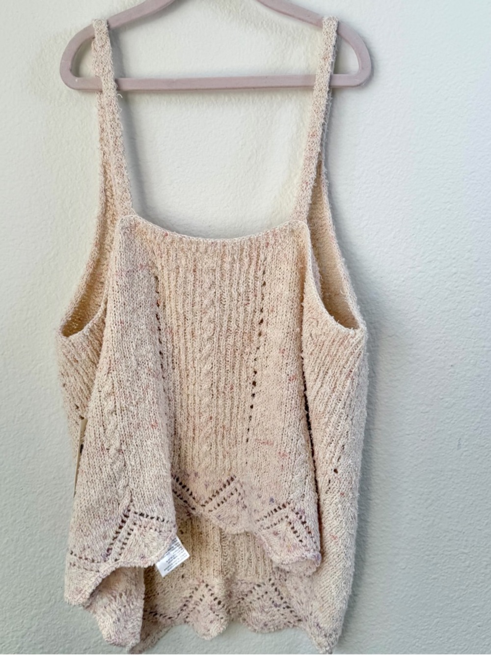 Anthropologie NWT Medium M Sweater Tank Top Space-Dye Cable Knit Scalloped Ivory - Picture 7 of 9
